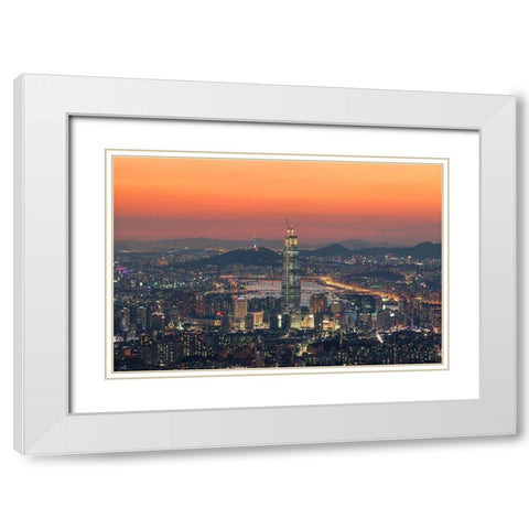 Seoul In The Republic Of Korea White Modern Wood Framed Art Print with Double Matting by Her, Heung-Mu