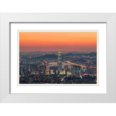 Seoul In The Republic Of Korea White Modern Wood Framed Art Print with Double Matting by Her, Heung-Mu
