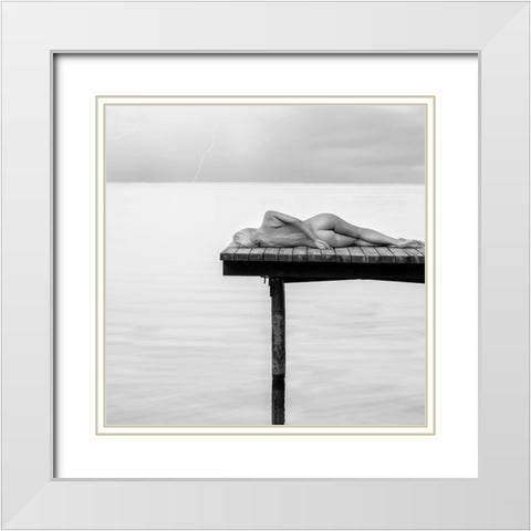 Qspilling Linesq White Modern Wood Framed Art Print with Double Matting by Stefanovicius, Paulius