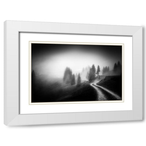 In The Mountains White Modern Wood Framed Art Print with Double Matting by Keller, Nic