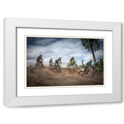 Swedish Championships In Motocross 2016 White Modern Wood Framed Art Print with Double Matting by Pettersson, Benny