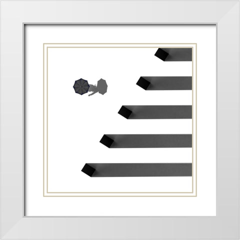 Shadows White Modern Wood Framed Art Print with Double Matting by Bunjamin, Antonyus