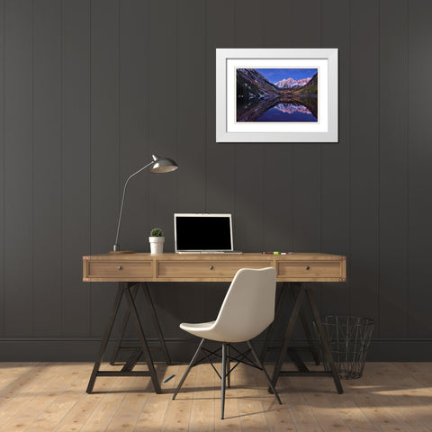 Maroon Bells Twilight White Modern Wood Framed Art Print with Double Matting by Xu, Mei