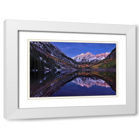 Maroon Bells Twilight White Modern Wood Framed Art Print with Double Matting by Xu, Mei