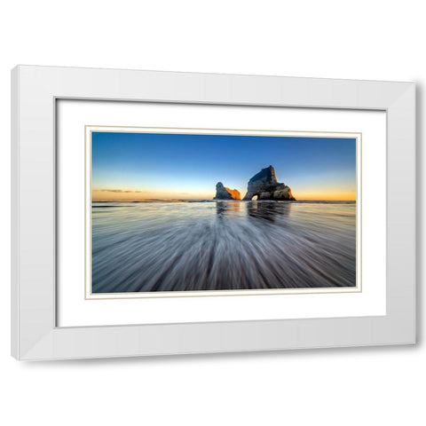 Wharariki Beach White Modern Wood Framed Art Print with Double Matting by Zhu, Hua