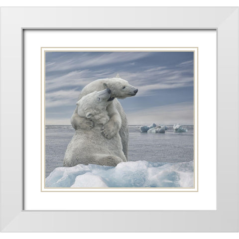 The Big Hug White Modern Wood Framed Art Print with Double Matting by Heylen, Rene
