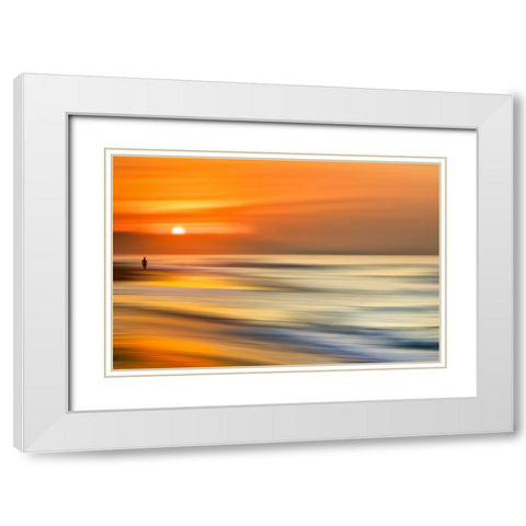Beach Dream White Modern Wood Framed Art Print with Double Matting by Green, Phil