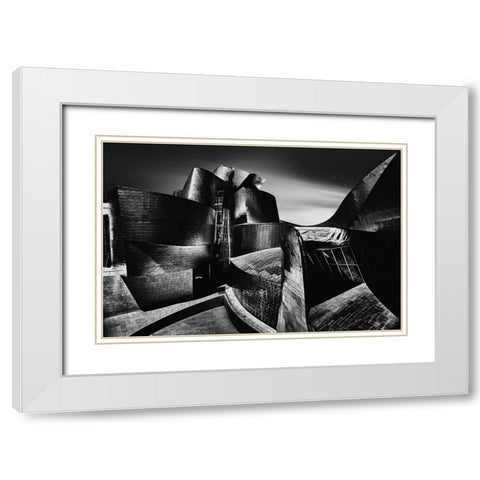 Futurama White Modern Wood Framed Art Print with Double Matting by Denis