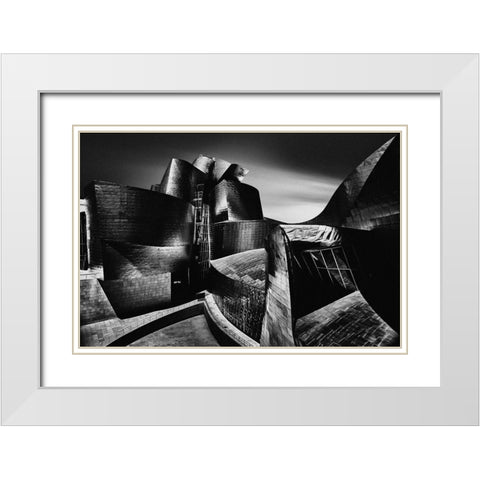 Futurama White Modern Wood Framed Art Print with Double Matting by Denis