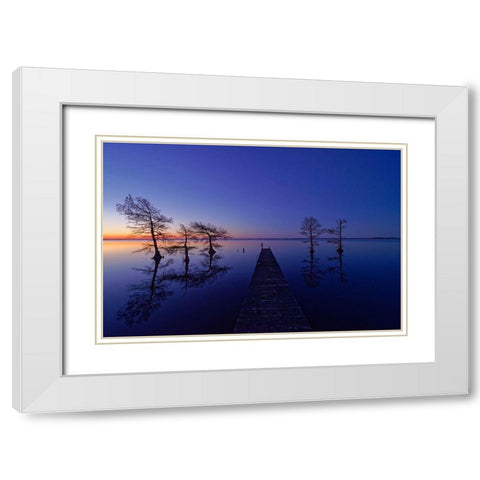 Waiting White Modern Wood Framed Art Print with Double Matting by Yu, Liyun