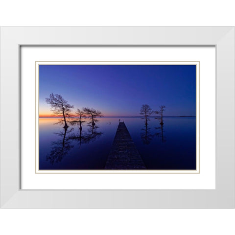 Waiting White Modern Wood Framed Art Print with Double Matting by Yu, Liyun