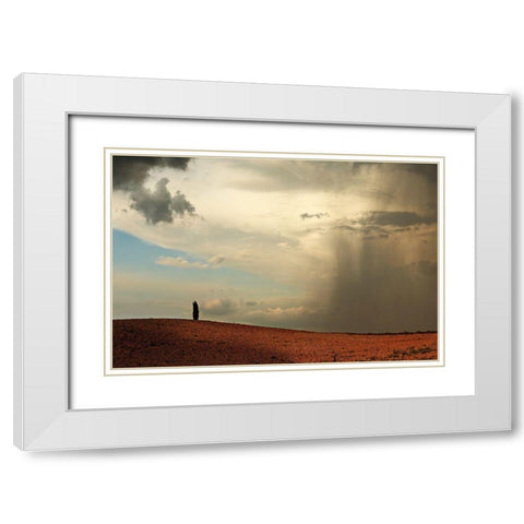 The Rain Comes White Modern Wood Framed Art Print with Double Matting by Riha, Milan
