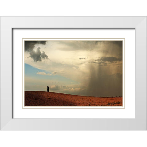 The Rain Comes White Modern Wood Framed Art Print with Double Matting by Riha, Milan