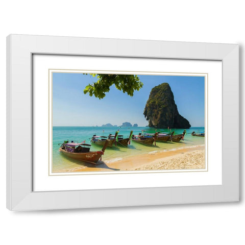 Railay Beach White Modern Wood Framed Art Print with Double Matting by Stephane, Noiret