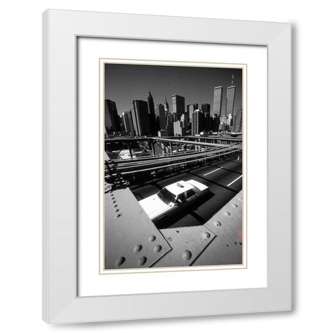 Brooklyn Bridge II White Modern Wood Framed Art Print with Double Matting by Matthes, Dieter