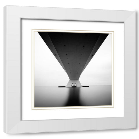 Zeeland Bridge White Modern Wood Framed Art Print with Double Matting by Cheetham, Steve