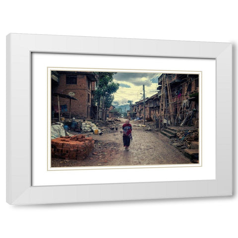 Alone White Modern Wood Framed Art Print with Double Matting by Al Farsi, Haitham