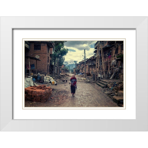 Alone White Modern Wood Framed Art Print with Double Matting by Al Farsi, Haitham