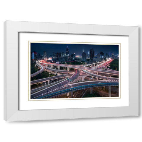 Nine Dragons White Modern Wood Framed Art Print with Double Matting by Vandewalle, Richard