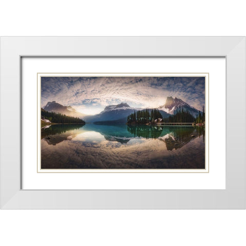 Mirror Emerald White Modern Wood Framed Art Print with Double Matting by Pablo De, Juan