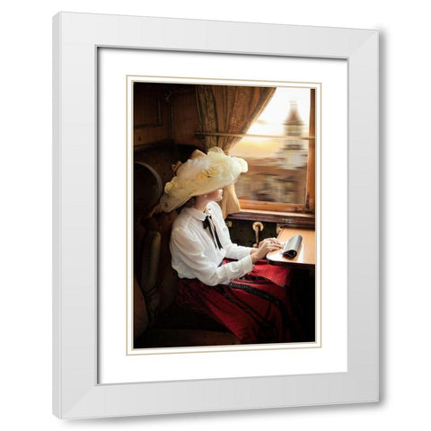 The Girl On The Train White Modern Wood Framed Art Print with Double Matting by Neer, Ildiko