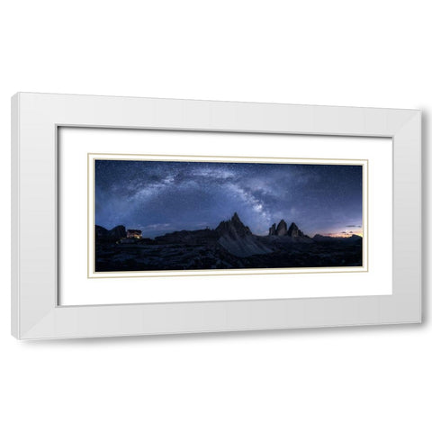 Stars In The Dolomites White Modern Wood Framed Art Print with Double Matting by Gastager, Daniel