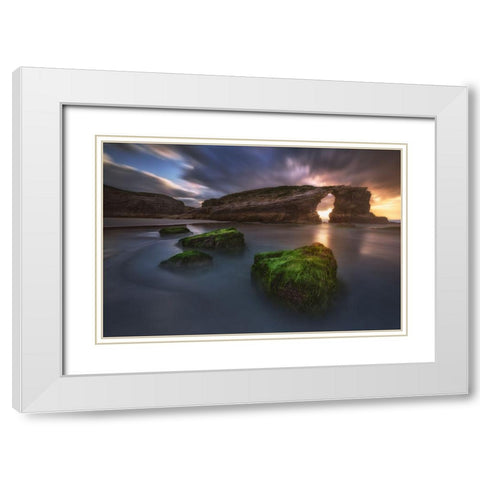 Beach Of The Cathedrals White Modern Wood Framed Art Print with Double Matting by F. Turienzo, Carlos