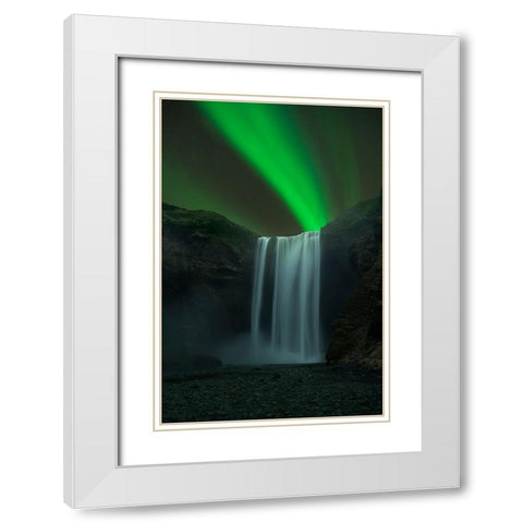Skogafoss White Modern Wood Framed Art Print with Double Matting by Zhu, Jingshu