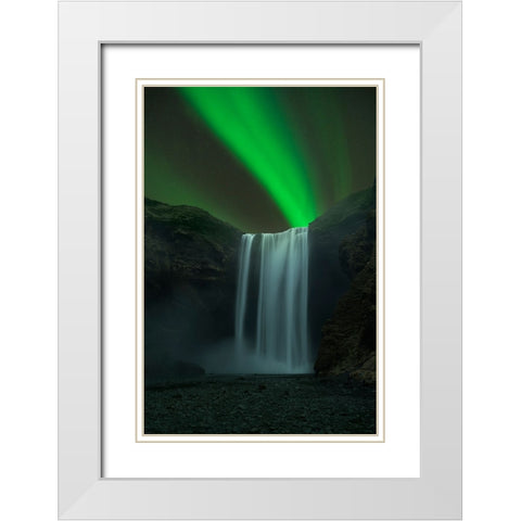 Skogafoss White Modern Wood Framed Art Print with Double Matting by Zhu, Jingshu