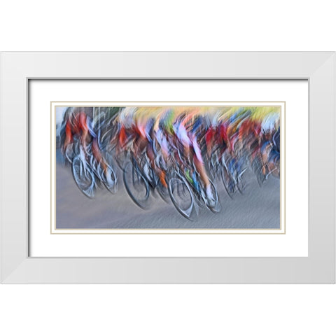 Stampede White Modern Wood Framed Art Print with Double Matting by Urlings, Lou