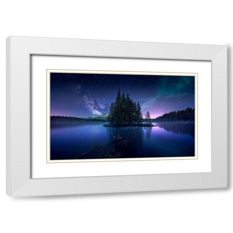 Dreamy Night White Modern Wood Framed Art Print with Double Matting by M. Garcia, Jesus