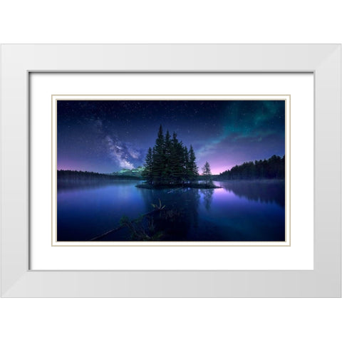 Dreamy Night White Modern Wood Framed Art Print with Double Matting by M. Garcia, Jesus