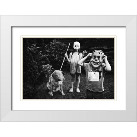 Zombies Hunting White Modern Wood Framed Art Print with Double Matting by Strzelecka, Monika