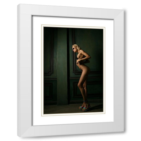 Green White Modern Wood Framed Art Print with Double Matting by Skachkov, Denis