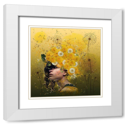 Dandelions White Modern Wood Framed Art Print with Double Matting by Simongulashvili, Natalia