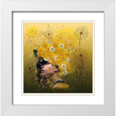 Dandelions White Modern Wood Framed Art Print with Double Matting by Simongulashvili, Natalia