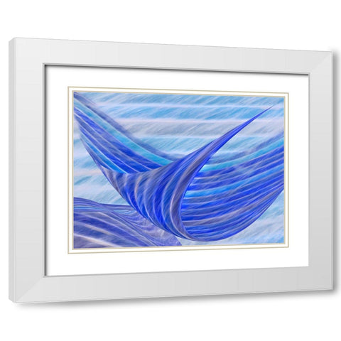 Blue Motion White Modern Wood Framed Art Print with Double Matting by Huybrighs, Marc