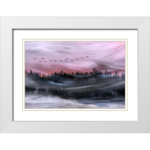 Leaving At Dawn White Modern Wood Framed Art Print with Double Matting by Emanuelson, Bjorn