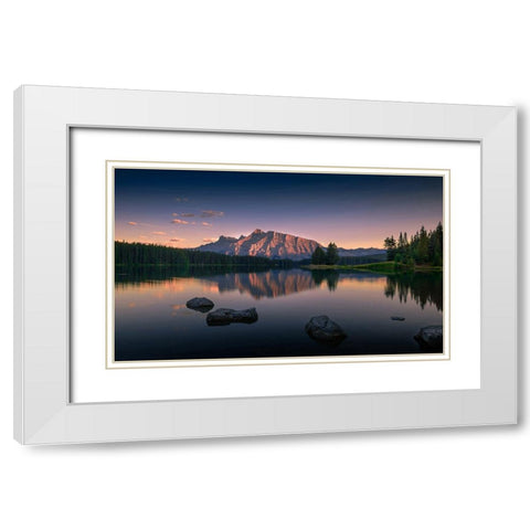 Serenity White Modern Wood Framed Art Print with Double Matting by Dai, Wei