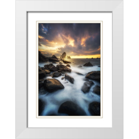Hole White Modern Wood Framed Art Print with Double Matting by Martin Castan, David