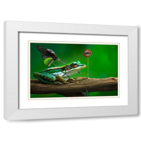 No Jump White Modern Wood Framed Art Print with Double Matting by Almawash, Sulaiman