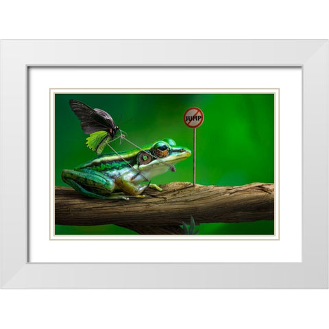 No Jump White Modern Wood Framed Art Print with Double Matting by Almawash, Sulaiman