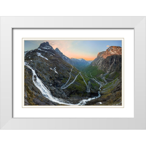 Trollstigen White Modern Wood Framed Art Print with Double Matting by Olsen, Christer
