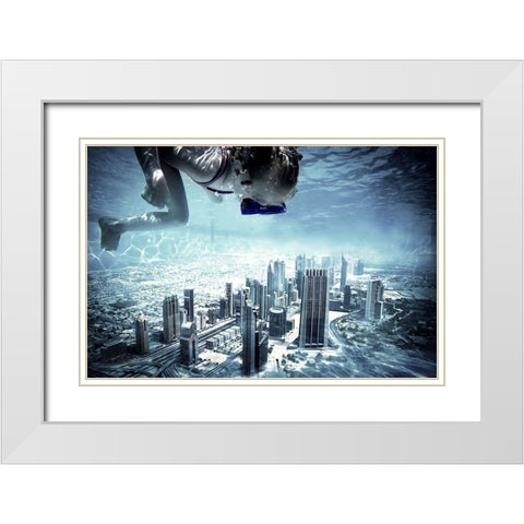 Dubai Pool White Modern Wood Framed Art Print with Double Matting by Hennen, Marcus