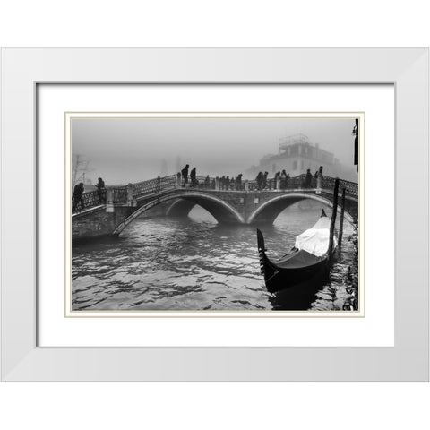 Tre Ponti - Three Bridges White Modern Wood Framed Art Print with Double Matting by Avolio, Stefano