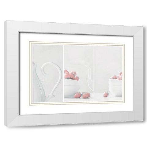 Strawberries Delight White Modern Wood Framed Art Print with Double Matting by Devos, Delphine