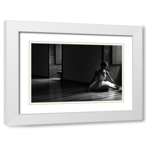 N-T White Modern Wood Framed Art Print with Double Matting by Medeiros, Paulo