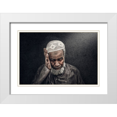 Worries Of Life White Modern Wood Framed Art Print with Double Matting by ALSaeed, Husain