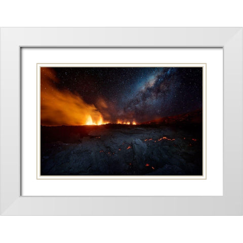 Fire And Sky !!! White Modern Wood Framed Art Print with Double Matting by Gabriel, Barathieu