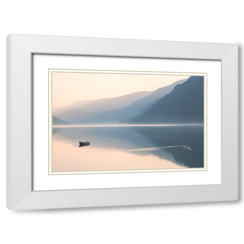 Still Evening White Modern Wood Framed Art Print with Double Matting by Davidsson, Gustav